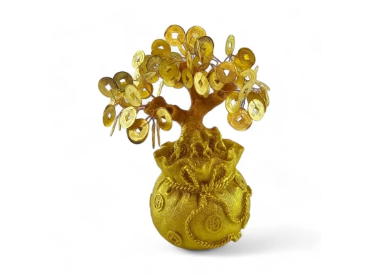 Денежное дерево в мешке богатства (20×18×10 см) купить в интернет магазине подарков ПраздникШоп