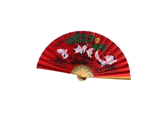 Веер настенный «Журавли на красном фоне» ткань (90×5.8×157 см) купить в интернет магазине подарков ПраздникШоп