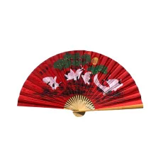 Веер настенный «Журавли на красном фоне» ткань (90×5.8×157 см) купить в интернет магазине подарков ПраздникШоп