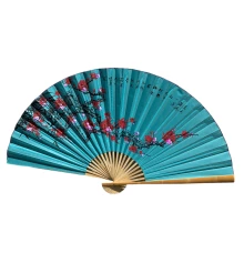 Веер настенный «Сакура на бирюзовом фоне» ткань (90×5.8×157 см) купить в интернет магазине подарков ПраздникШоп