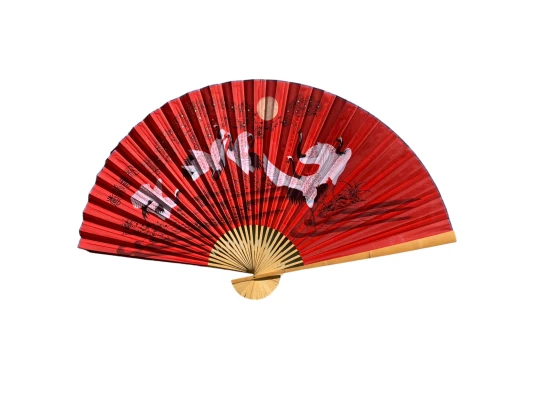 Веер настенный «Журавли на красном фоне» ткань (122×6х 211 см) купить в интернет магазине подарков ПраздникШоп