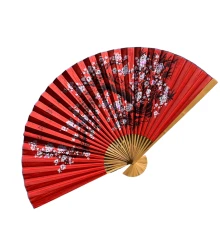 Веер настенный «Сакура на красном фоне» ткань (122×6х 211 см) купить в интернет магазине подарков ПраздникШоп