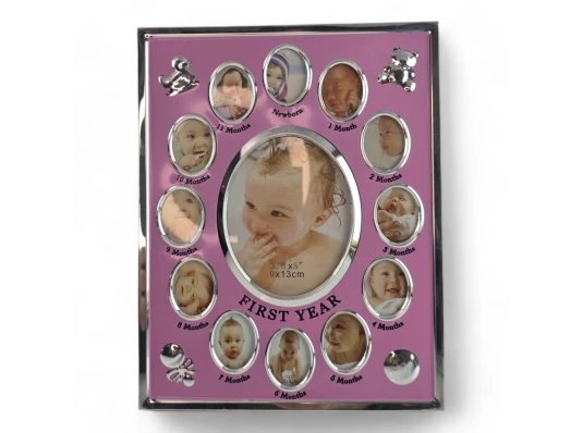 Фоторамка на 13 фото розовая «Альбом новорожденного» (9×13 см 2×3 см) (23.5×18.5×2 см) купить в интернет магазине подарков ПраздникШоп