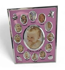 Фоторамка на 13 фото розовая «Альбом новорожденного» (9×13 см 2×3 см) (23.5×18.5×2 см) купить в интернет магазине подарков ПраздникШоп