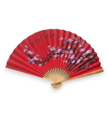 Веер настенный «Сакура на красном фоне» ткань (90×5.8×157 см) купить в интернет магазине подарков ПраздникШоп