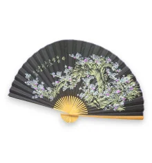 Веер настенный «Сакура на черном фоне» ткань (122×6х 211 см) купить в интернет магазине подарков ПраздникШоп