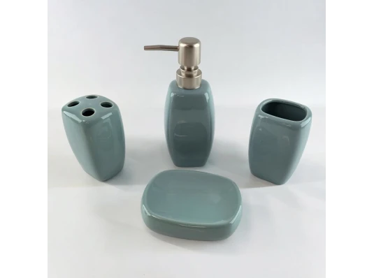 Набор для ванной сине-серый керамический (23×21×11 см) купить в интернет магазине подарков ПраздникШоп