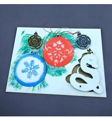 Крафтовая новогодняя открытка «Змея сказочная» (200×150×8мм).Комплект магнит купить в интернет магазине подарков ПраздникШоп