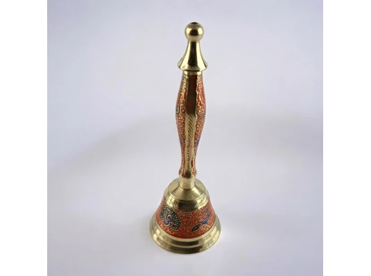 Колокольчик с ручкой с рисунком бронзовый «Птицы на оранжевом фоне» (21.5×14×7.4 см) купить в интернет магазине подарков ПраздникШоп