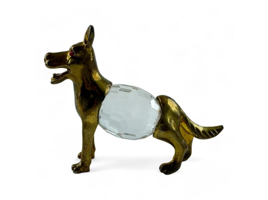 Статуэтка «Собака» из бронзы и хрусталя (6.5×8.9×2.6 см) купить в интернет магазине подарков ПраздникШоп