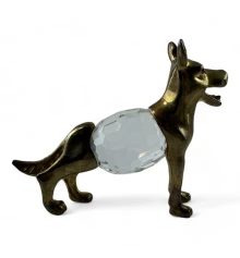 Статуэтка «Собака» из бронзы и хрусталя (6.5×8.9×2.6 см) купить в интернет магазине подарков ПраздникШоп