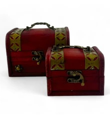 Сундучки дерево (набор 2 шт.) (15×11×12.3 / 11.7×8.5×8 см) купить в интернет магазине подарков ПраздникШоп