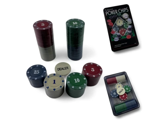 Покерные фишки (100 фишек) (4.7×19.5×11.5 см) (вес фишки 4 гр d-30 мм) купить в интернет магазине подарков ПраздникШоп