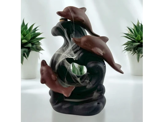 Подставка под благовония Back Flow «Дельфины» (15×12×7.5 см) купить в интернет магазине подарков ПраздникШоп