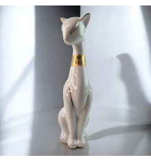 Кошка керамическая белая (27.5×7.5×9 см) купить в интернет магазине подарков ПраздникШоп