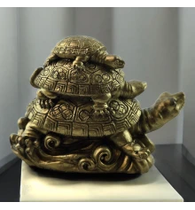 Черепаха тройная каменная крошка золотистая (7×10.6×6 см) купить в интернет магазине подарков ПраздникШоп