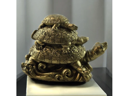 Черепаха тройная каменная крошка золотистая (7×10.6×6 см) купить в интернет магазине подарков ПраздникШоп