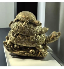 Черепаха тройная каменная крошка золотистая (7×10.6×6 см) купить в интернет магазине подарков ПраздникШоп