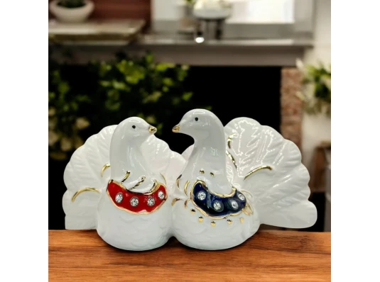 Голуби пара фарфор (15.5×7×7.5 см) цветные купить в интернет магазине подарков ПраздникШоп