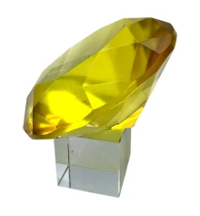 Кристалл хрустальный желтый на подставке (9.8×6 см) купить в интернет магазине подарков ПраздникШоп