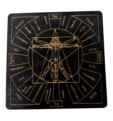 Таблица для работы с маятником «Магические воздействия» темная на английском языке (18×18×0.4 см) купить в интернет магазине подарков ПраздникШоп