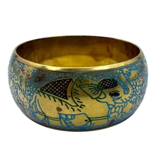 Браслет бронзовый с эмалью и гравировкой «Слоны» синий (d-7.8 купить в интернет магазине подарков ПраздникШоп