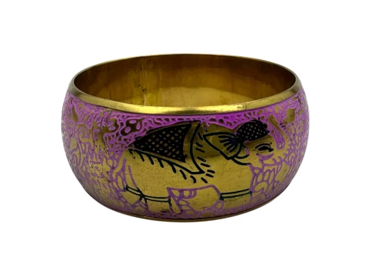 Браслет бронзовый с эмалью и гравировкой «Слоны» розовый (d-7.8 купить в интернет магазине подарков ПраздникШоп