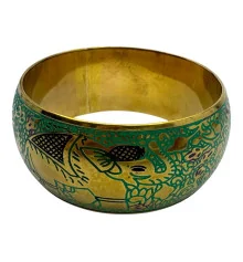 Браслет бронзовый с эмалью и гравировкой «Слоны» зеленый (d-7.8 купить в интернет магазине подарков ПраздникШоп