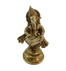 Ганеша с гармониумом бронзовый (15×8.5×6.8 см) купить в интернет магазине подарков ПраздникШоп