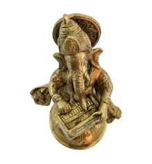 Ганеша с гармониумом бронзовый (15×8.5×6.8 см) купить в интернет магазине подарков ПраздникШоп