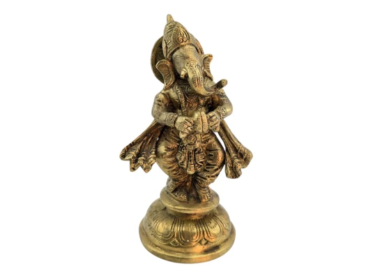 Ганеша с шенаи (shehnai) бронзовый (15×8.5×6.8 см) купить в интернет магазине подарков ПраздникШоп