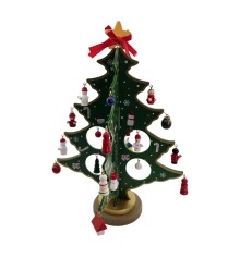 Елка настольная деревянная с подвесными игрушками (29×20×20 см) купить в интернет магазине подарков ПраздникШоп