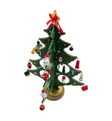 Елка настольная деревянная с подвесными игрушками (29×20×20 см) купить в интернет магазине подарков ПраздникШоп