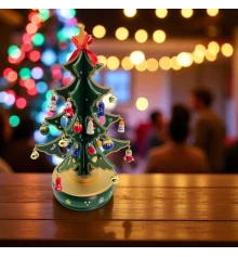 Ёлка деревянная музыкальная настольная с мини-игрушками (27×15×15 см) купить в интернет магазине подарков ПраздникШоп