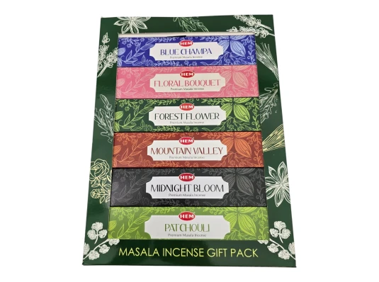 Masala Gift Pack 15 Gms-Heaven Sense Подарочный набор благовоний HEM Масала 6 ароматов + подставка купить в интернет магазине подарков ПраздникШоп