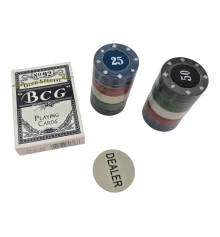 Покерный набор 60 фишек 3.8 см с картами и жетоном дилера купить в интернет магазине подарков ПраздникШоп