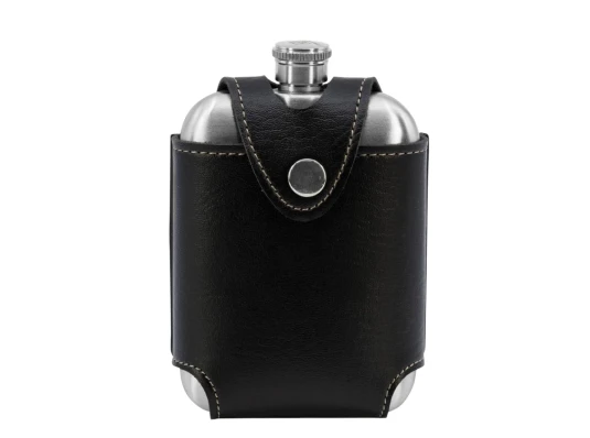 Фляга из нержавеющей.стали в чехле на пояс (180 мл) (12.3×8.7×2.6 см) купить в интернет магазине подарков ПраздникШоп