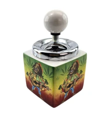 Пепельница с крышкой керамическая «Rasta-Reggae» (15×8.5×8.5 см) купить в интернет магазине подарков ПраздникШоп