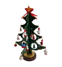 Елка настольная деревянная с подвесными игрушками (25×16×16 см) купить в интернет магазине подарков ПраздникШоп