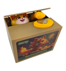 Интерактивная копилка «Котёнок» на батарейках (12×10×9 см) купить в интернет магазине подарков ПраздникШоп