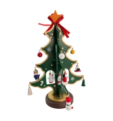 Елка настольная деревянная с подвесными игрушками (14.5×22×7.5 см) купить в интернет магазине подарков ПраздникШоп