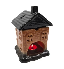 Аромалампа керамическая «Домик» черная крыша (12.8×10×11 см) купить в интернет магазине подарков ПраздникШоп