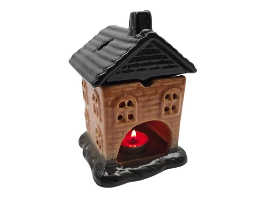 Аромалампа керамическая «Домик» черная крыша (12.8×10×11 см) купить в интернет магазине подарков ПраздникШоп