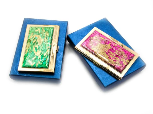 Визитница «Узор» золото (9.5×6.5×0.5 см) купить в интернет магазине подарков ПраздникШоп