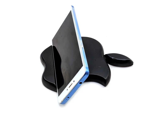 Подставка для телефона «Яблоко» черная деревянная (15×11×1.5 см) массив дерева купить в интернет магазине подарков ПраздникШоп