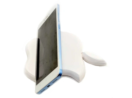 Подставка для телефона «Яблоко» белая деревянная (15×11×1.5 см) массив дерева купить в интернет магазине подарков ПраздникШоп