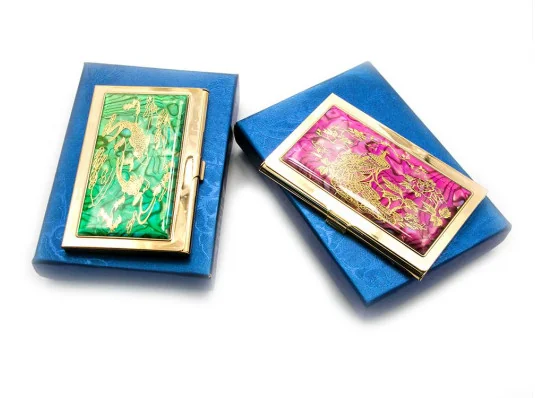 Визитница «Узор» золото (9.5×6.5×0.5 см) купить в интернет магазине подарков ПраздникШоп