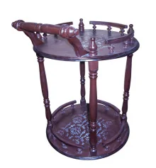 Стол круглый сервировочный «Коричневый» (77×60×55 см) массив дерева купить в интернет магазине подарков ПраздникШоп