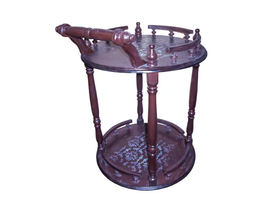 Стол круглый сервировочный «Коричневый» (77×60×55 см) массив дерева купить в интернет магазине подарков ПраздникШоп