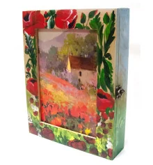 Ключница «Маки» массив дерева расписано вручную (25×19×6.5 см) купить в интернет магазине подарков ПраздникШоп